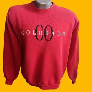 Medium Vintage Sweatshirt Hanes Red Colorado Crewneck 1990's  Embroidered